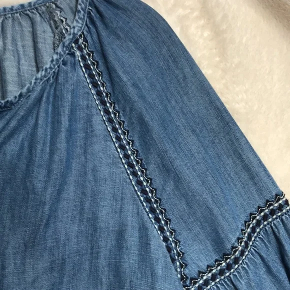 Gap Boho Embroidered Peasant Top Medium Balloon Sleeve - Picture 8 of 13